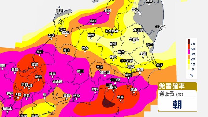 【気象情報】関東甲信「警報級の大雨」の可能性　29日明け方にかけ　大気の状態が非常に不安定に　関東北部60ミリ　関東南部80ミリ　甲信100ミリ（～29日午前6時・多い所）【1時間ごとの雨予想・発雷確率】（28日午前5時20分・気象庁発表）|TBS NEWS DIG