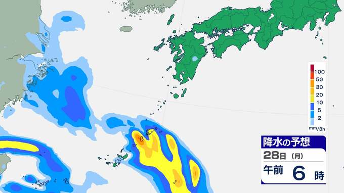 【熱帯低気圧】線状降水帯が発生し、大雨災害の危険度が急激に高まる可能性　沖縄地方　多いところで24時間に180mmの降水予想【雨と風のシミュレーション】　|　富山のニュース｜天気・防災｜チューリップテレビ