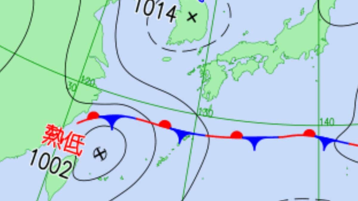 【台風情報】新たな台風のたまご「熱帯低気圧」台湾付近から日本に…一時的に「台風」になるおそれも…1時間に20キロの速さで進む…気象情報に注意【気象庁 天気図】