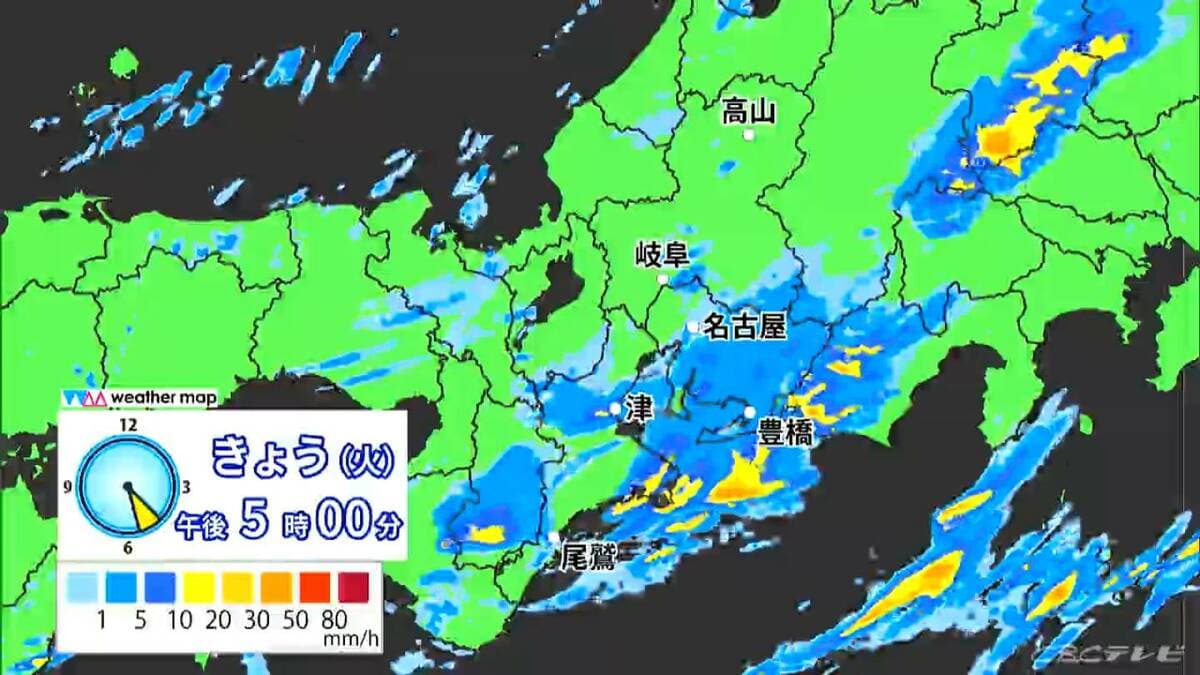東海地方は非常に激しい雨や雷雨に注意 今後の雨シミュレーション 愛知･名古屋･岐阜･三重の天気予報（9/15 昼）
