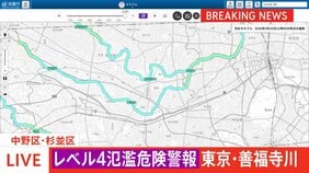 【速報】【レベル4氾濫危険警報】東京・善福寺川に発表|TBS NEWS DIG