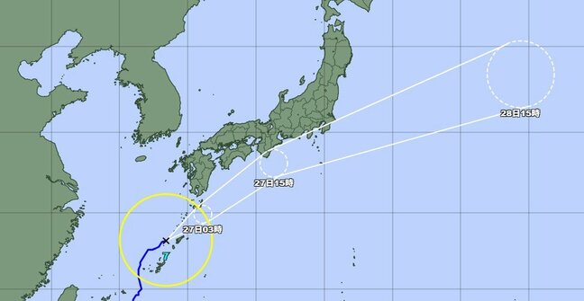 【台風7号】西日本から東日本の太平洋側に接近見込み　26日午後4時時点で奄美市の西、時速約20キロ北東へ　関東甲信は最大200mm降雨か【雨と風のシミュレーション】|TBS NEWS DIG