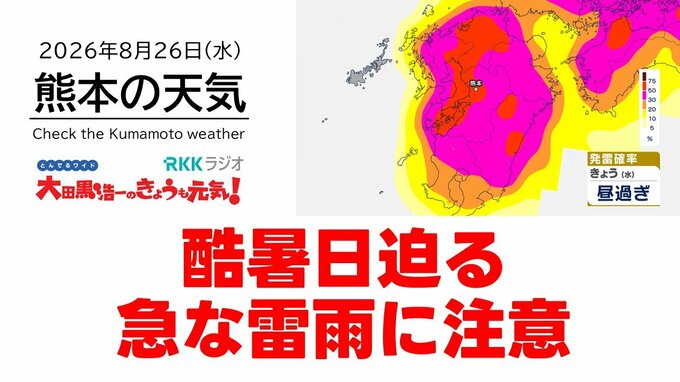 8月26日（水）【熊本の天気】酷暑日迫る 急な雷雨にも注意　RKK気象予報士の天気解説 ＜阿蘇や天草のライブカメラも配信中＞|TBS NEWS DIG