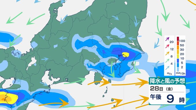 【関東甲信】多いところで1時間に50mm“非常に激しい雨”予想　28日夕方にかけて土砂災害などに注意・警戒【雨と風のシミュレーション】　|　富山のニュース｜天気・防災｜チューリップテレビ