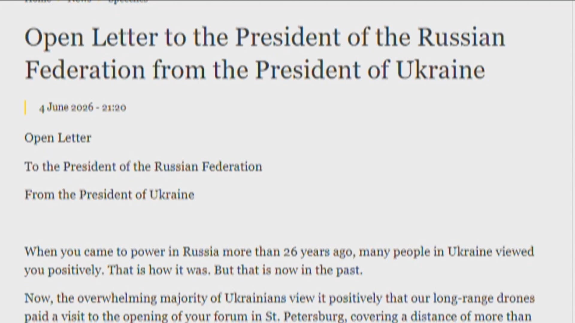 大統領 ページ ゼレンスキー大統領がプーチン大統領に公開書簡 首脳レベルでの和平