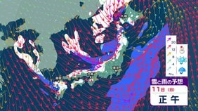 【大雪情報】強い冬型の気圧配置へ→12日にかけ全国的に大荒れ　降雪予想は東北、北陸、東海 80cm　近畿60cm　北海道、関東甲信、中国：50cm　車の運転は冬用タイヤ必須　立ち往生に備えを【気象庁雪風シミュレーション/11日正午更新】|TBS NEWS DIG