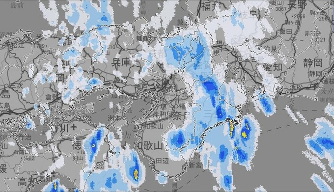 【気象情報】近畿地方で13日は大気不安定 近畿中部で24時間100ミリの雨予想 夕方にかけて低い土地の浸水や河川増水に十分注意【雨と風のシミュレーション】 　|　富山のニュース｜天気・防災｜チューリップテレビ