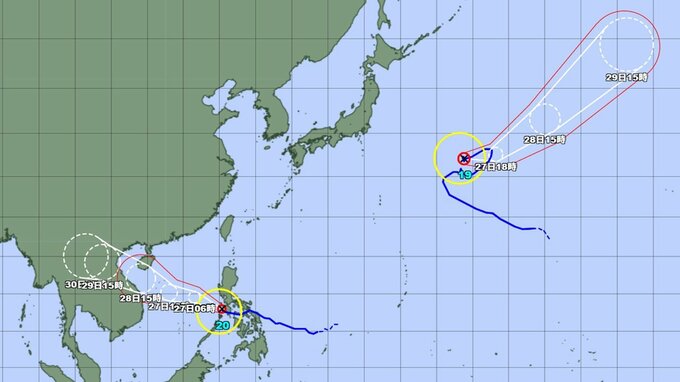 【台風情報】台風20号(ブアローイ)は今後 "非常に強い" 台風に...ダブル台風の今後は？ 最大瞬間風速60メートル予報　今後の全国の天気を画像で　気象庁|TBS NEWS DIG
