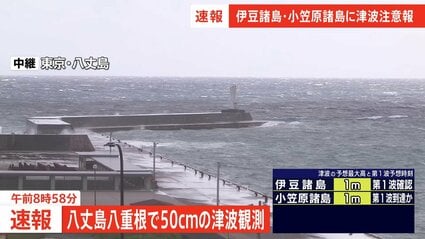 津波 速報】八丈島八重根で50センチの津波観測 | TBS NEWS DIG
