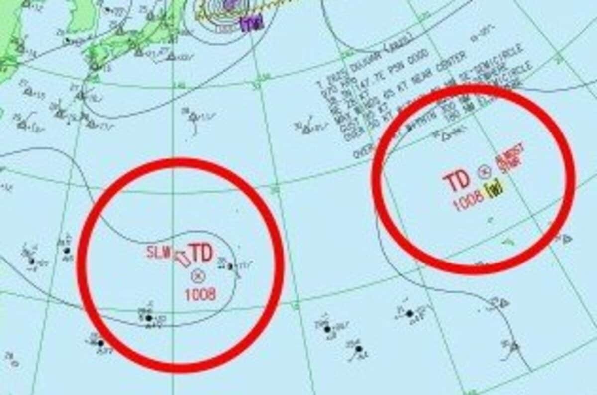 【気象情報】“台風のたまご”＝熱帯低気圧が「ダブルで発生」【10月2日（金）まで…