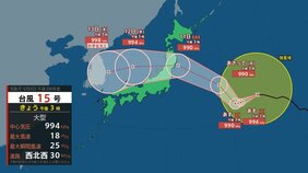 【台風情報】大型の台風15号（チャンホン）はいつ、どこに？【進路図で見る】東日本や北日本に影響か、大型で非常に強い台風13号（ドルフィン）引き続き 大雨・暴風・高潮・うねりを伴った高波などに厳重警戒必要|TBS NEWS DIG