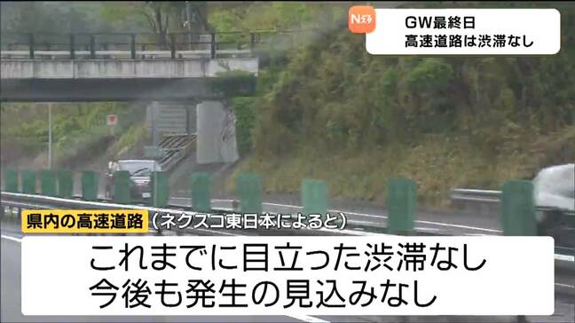 GW最終日　県内の高速道路は混雑見られず　宮城|TBS NEWS DIG