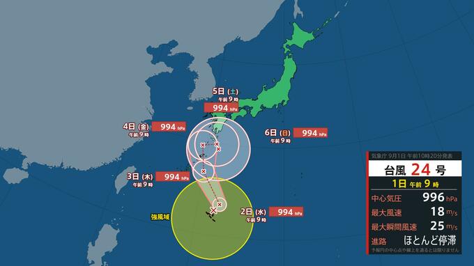 【台風情報】台風24号(クロヴァン)発生　沖縄・大東島や奄美に接近のおそれ　台風18号も復活して再発達|TBS NEWS DIG