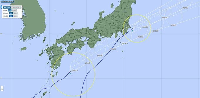 【台風情報】台風7号、8号が太平洋側に接近　関東や東海で大雨・暴風のおそれ、24時間で関東甲信200ミリ、東海250ミリ、近畿150ミリ予想【雨と風のシミュレーション】　|　富山のニュース｜天気・防災｜チューリップテレビ