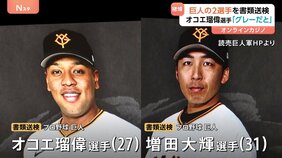 「グレーだと認識」オコエ瑠偉選手 「ギャンブルが好きで知人から」増田大輝選手 プロ野球巨人の2選手をオンラインカジノ賭博の疑いで書類送検|TBS NEWS DIG