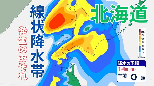 【大雨情報】北海道で線状降水帯発生のおそれ　14日明け方にかけ　14日夕方までの24時間降水量、多いところで180mm予想【雨風シミュレーション】|TBS NEWS DIG