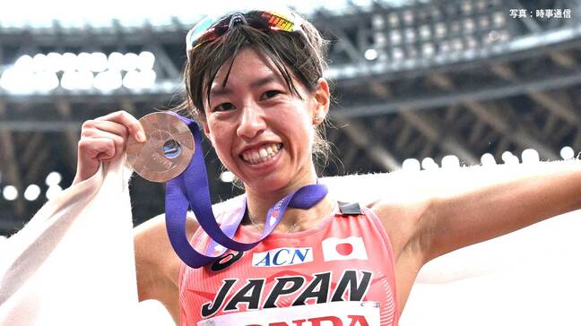 女子20㎞競歩 藤井菜々子が日本新記録で史上初の銅メダル獲得！日本のエースが驚異の粘り「思い描いたレースが出来たので大感激」【世界陸上】|TBS NEWS DIG