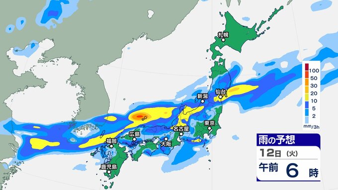 【大雨情報】近畿地方は、12日夕方にかけて、局地的に雷を伴った激しい雨が降る見込み　土砂災害に警戒【雨風シミュレーション】|TBS NEWS DIG