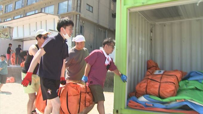 全観測地点で30度越え　連日続く暑さの中、海上アスレチックの準備始まる　鳥取県米子市　|　BSSニュース | BSS山陰放送