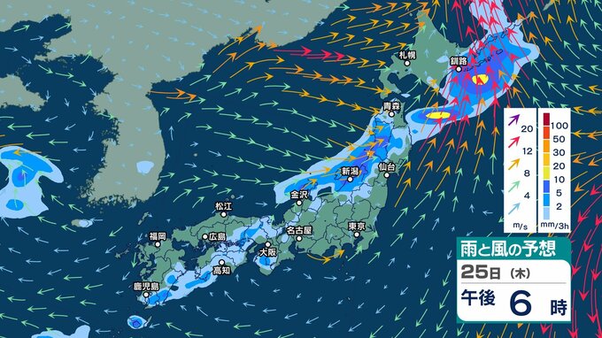 北海道や東北を中心に雷を伴った激しい雨か　北陸などではあす26日も雨に？ 28日(日)以降は再び発達する低気圧が日本海を進む？【3時間ごとの雨シミュレーション・25日正午更新】|TBS NEWS DIG