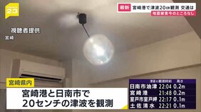 最大震度5弱を観測した宮崎　宮崎港・日南市で20センチの津波が観測　この地震により九州新幹線に遅延発生|TBS NEWS DIG