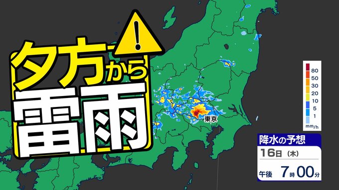 【東京首都圏】警報級大雨おそれ　ゲリラ雷雨に注意　気象庁「大雨・落雷・ひょう」注意呼びかけ【雨・発雷確率シミュレーション ／ ３連休の天気予報】東京・神奈川・埼玉・千葉・群馬・栃木・茨城・山梨・長野|TBS NEWS DIG