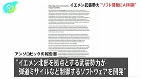 イエメン武装勢力 ミサイル制御ソフト開発にAI利用 米アンソロピック報告|TBS NEWS DIG
