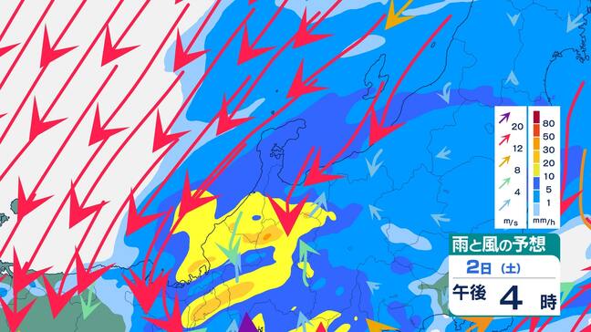 【北陸気象情報】あす2日は雷を伴って“バケツをひっくり返したような”激しい雨が降る所も 警報級の大雨となる可能性【1時間毎雨風シミュレーション】|TBS NEWS DIG