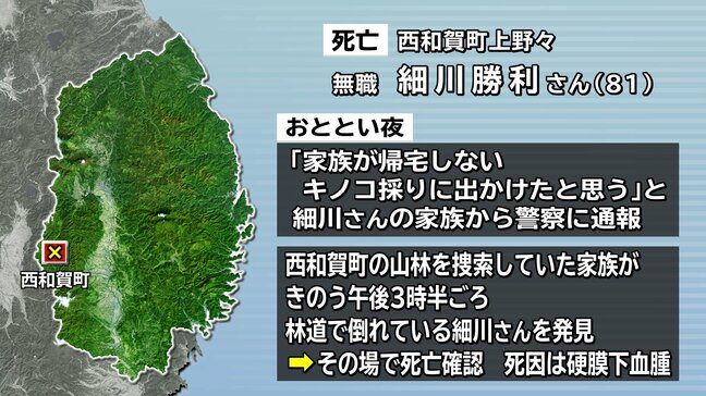 キノコ採り中に崖から転落か 山林で行方不明となっていた80代男性の遺体発見 岩手・西和賀町|TBS NEWS DIG