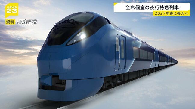 全席個室「新夜行特急列車」を2027年春導入へ　首都圏から北東北エリアを結ぶ　最大4人利用が可能な部屋も　JR東日本|TBS NEWS DIG