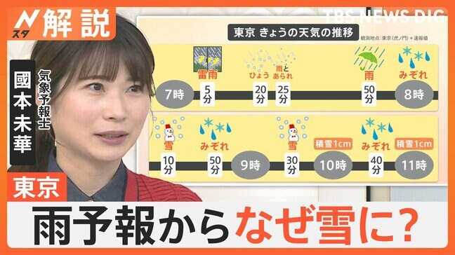 各地で“春の嵐”…東京「雨」予報からなぜ雪に? 雪から一転、週末から5月中旬並みの暖かさ【Nスタ解説】|TBS NEWS DIG