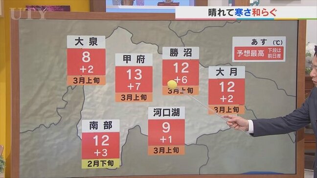 12日はカラッとした空気に包まれ晴れて寒さ和らぐ　米津龍一気象予報士が解説　山梨|TBS NEWS DIG