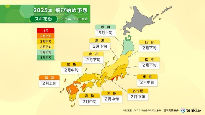 【花粉飛散予測】2月上旬から、飛散量は例年より多く…四国・近畿は例年の2倍、関東甲信・北陸・東北南部も多い傾向　|　SBC NEWS | 長野のニュース | SBC信越放送