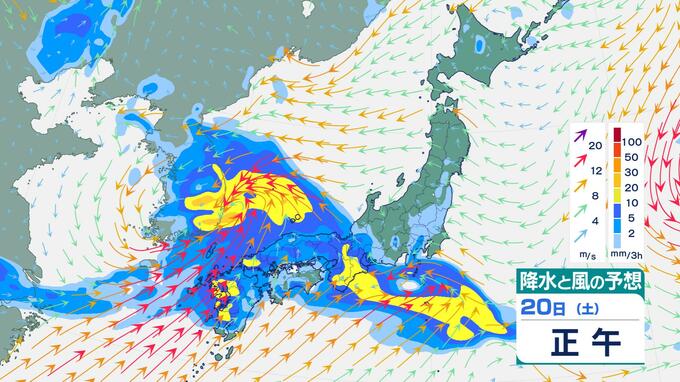 【梅雨前線】20日(土)は西日本で大雨のおそれ　全国で突風注意　九州や伊豆諸島では強風・高波にも注意　雨風シミュレーション|TBS NEWS DIG