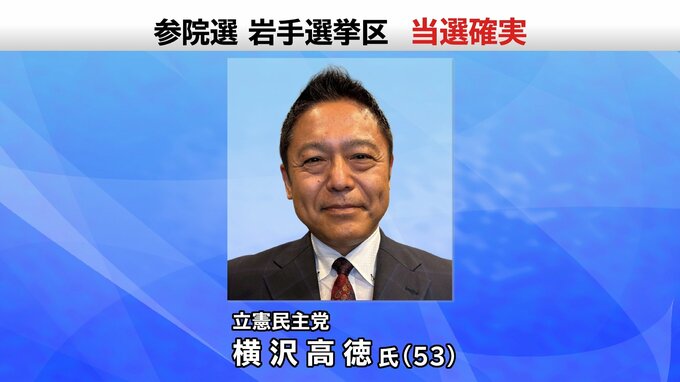 【速報】横沢高徳氏が当選確実　参議院岩手選挙区　|　IBC NEWS | IBC岩手放送
