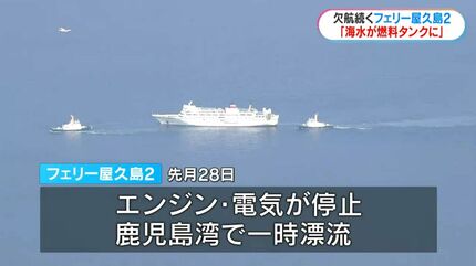 フェリー屋久島2」欠航続く…代替の臨時便も強風で欠航 トラブル原因は