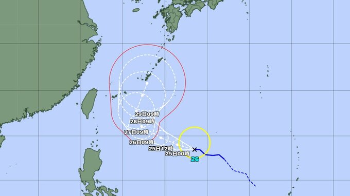 【台風情報】今どこに？ 台風26号(スリゲ)はカーブし週明け沖縄接近の可能性...最大瞬間風速55m/s予想　このあとの勢力と進路を詳しく　今後の全国の天気を画像で　気象庁　|　山形のニュース│TUYテレビユー山形