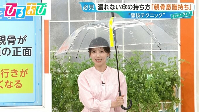 「傘」の持ち方で濡れ方が変わる！？「クロス持ち」「骨を意識」すぐできる“濡れない”テクニック【ひるおび】|TBS NEWS DIG