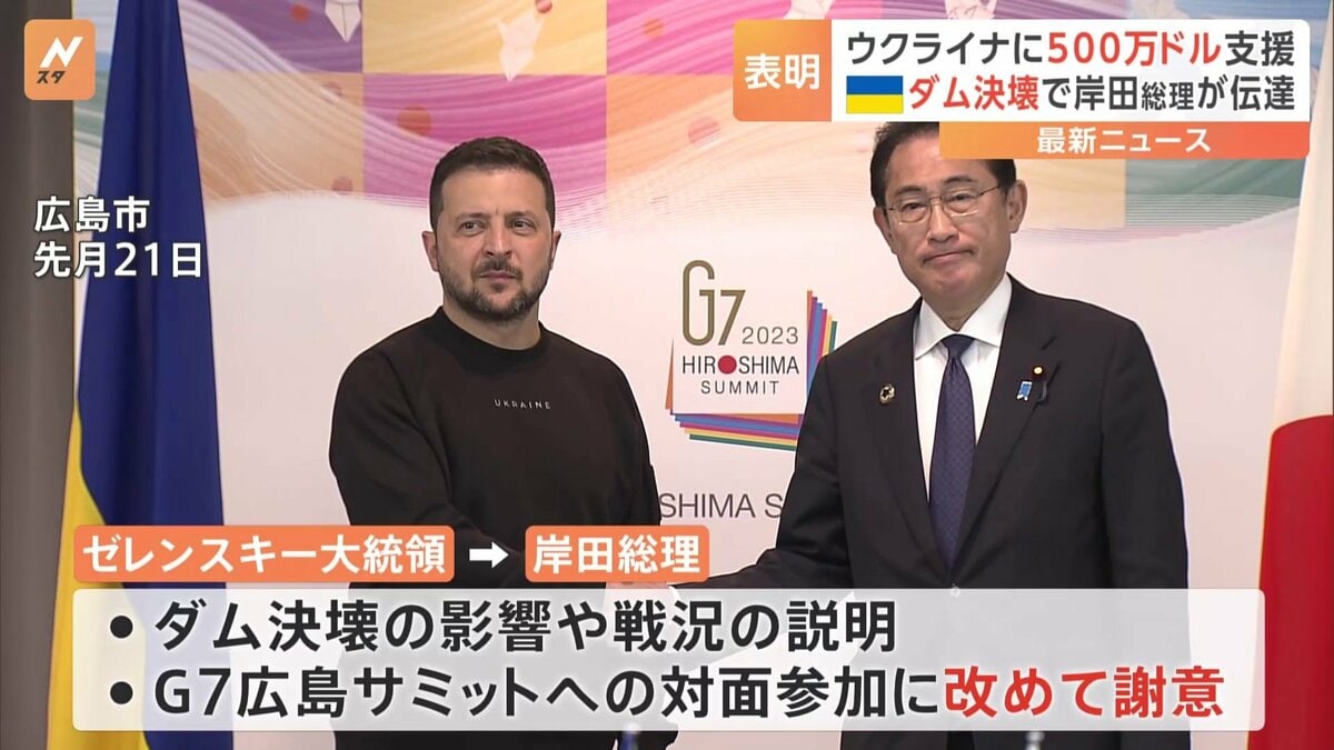 岸田総理、ゼレンスキー大統領に500万ドル規模の緊急人道支援表明 ダム決壊を受け | TBS NEWS DIG