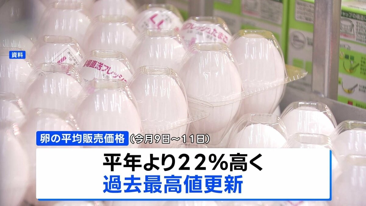 卵価格が過去最高値を更新 1パック309円 鳥インフルの感染相次ぎ流通量