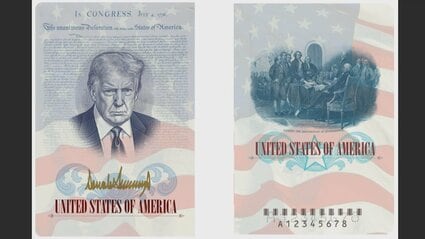 トランプ大統領の肖像描いた限定パスポート交付へ 建国250周年を記念
