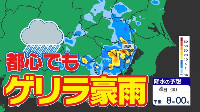 【東京都心でも ゲリラ雷雨のおそれ】記録的短時間大雨情報相次ぐ しかし関東甲信 梅雨明け目前【雨・発雷確率のシミュレーション4日(金)】 東京・神奈川・埼玉・千葉・群馬・栃木・茨城|TBS NEWS DIG