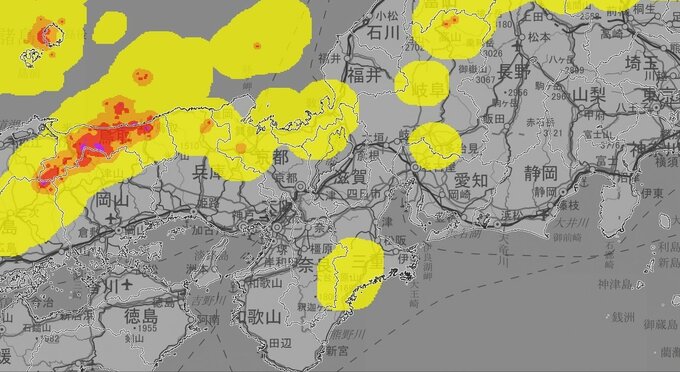 【気象情報】近畿地方は引き続き3日夜遅くにかけて大気の状態が非常に不安定となり局地的に雷雲が発達する見込み　竜巻などの激しい突風や落雷、急な強い雨に注意【雨と風のシミュレーション】|TBS NEWS DIG