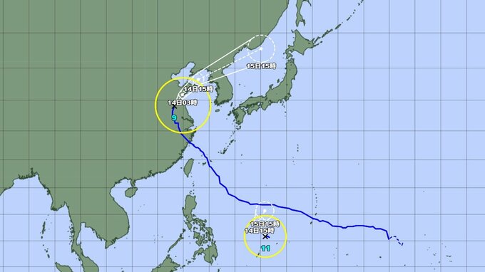【台風情報】"ダブル台風" は今どこに？ 台風9号(バービー)は華北を北へ進む　今後は温帯低気圧となり日本に近づく可能性...台風11号(ハイシェン)の進路予想も　今後の全国の天気を画像で　気象庁|TBS NEWS DIG
