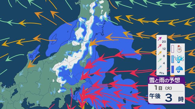 “高気圧の後ろ”から湿った空気が流れ込み関東では2日にかけて雨や雪に 24時間予想降水量は多いところで150ミリに 土砂災害などに注意・警戒を 雨・雪と風シミュレーション|TBS NEWS DIG