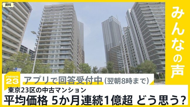 東京23区の中古マンション平均価格 5か月連続で1億円超 どう思う？【news23】|TBS NEWS DIG