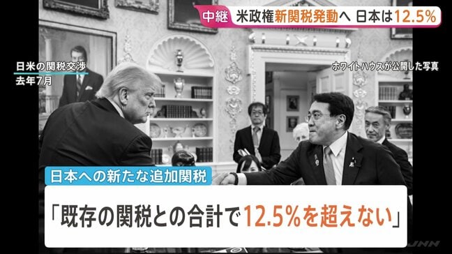 トランプ政権 まもなく新たな追加関税を発動へ 日本は12.5%に 日本に対しては軽減措置も明記 自動車関税などとの重複適用なし|TBS NEWS DIG