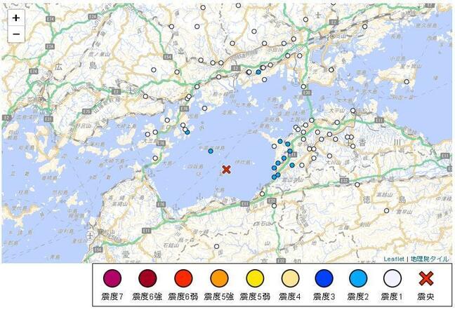瀬戸内海を震源とする地震 愛媛と香川、岡山で震度２観測|TBS NEWS DIG
