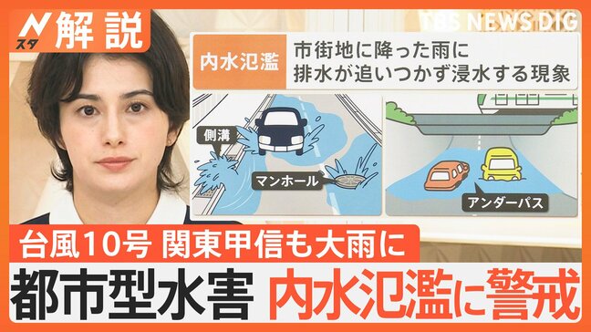 台風10号で関東も大雨に、内水氾濫に注意 「地下調節池」機能も…上回る“100ミリ”の豪雨が都心襲う【Nスタ解説】|TBS NEWS DIG