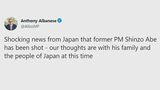 「この恐ろしいニュースに慄いている」「安倍氏のご家族と日本国民のお気持ちを拝察致します」オーストラリア首相らがコメント 安倍元総理銃撃受け|TBS NEWS DIG